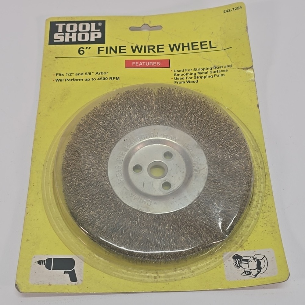 Tool Shop  6 in. Fine Wire Wheel Brush  5/8-1/2 Arbor Hole USA
